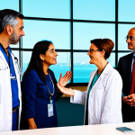 Preventive Medicine Conference**

"A diverse group of healthcare professionals engaging in a lively discussion at a preventive medicine conference in Lisbon, Portugal, fully clothed, appropriate attire, safe for work, modern conference center background, perfect anatomy, natural proportions, professional photography, high quality, modest, family-friendly."

**