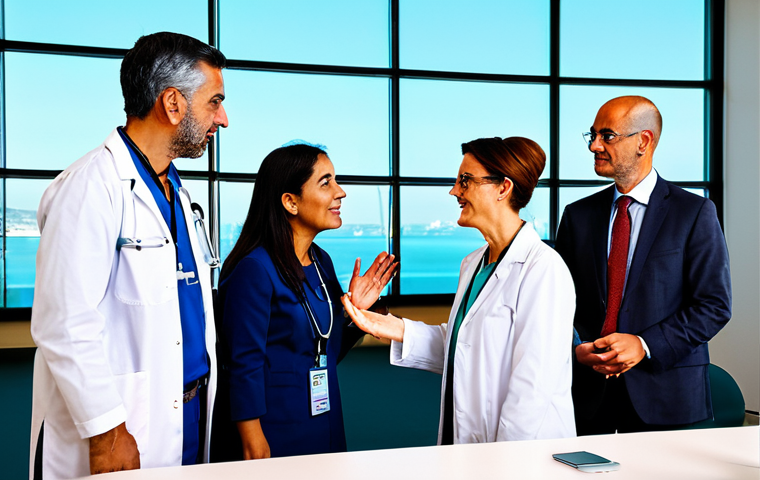 Preventive Medicine Conference**

"A diverse group of healthcare professionals engaging in a lively discussion at a preventive medicine conference in Lisbon, Portugal, fully clothed, appropriate attire, safe for work, modern conference center background, perfect anatomy, natural proportions, professional photography, high quality, modest, family-friendly."

**