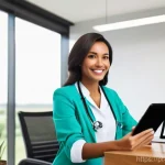 Home 15 예방의학 국제 자격증 정보 - **Prompt 1: Empowering Health Consultation**
"A brightly lit, modern consultation room with larg...